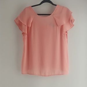 Ann Taylor Ruffle Short Sleeve Top. Size M